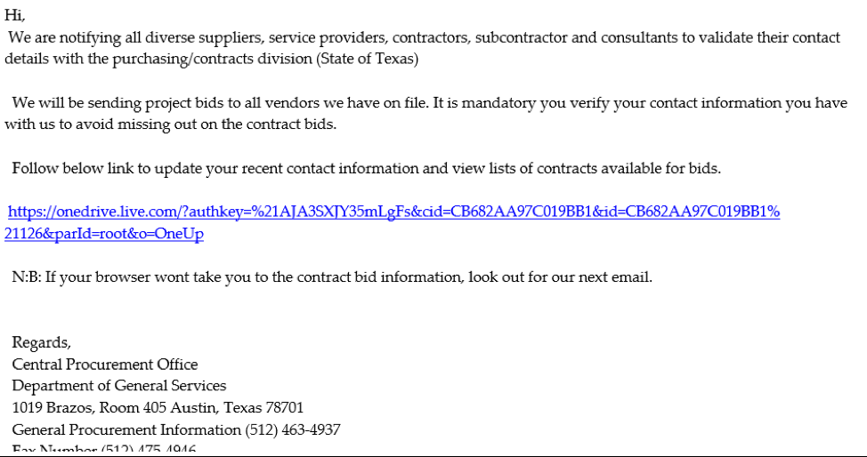 example of phishing email